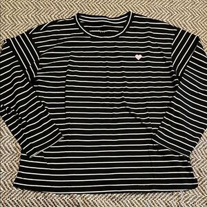 A New Day Black and White Long Sleeve Striped Tee